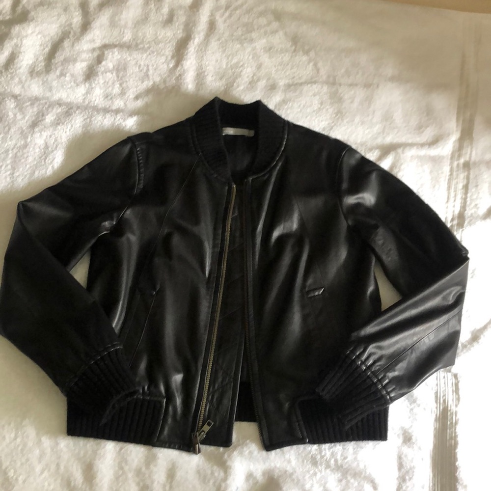 Vince Leather Bomber Jacket